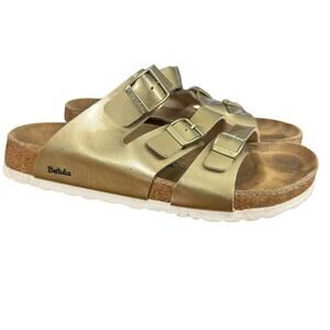 Birkenstock Betula Soft Footbed Leo Gold Birkflor Slides Sandals Slip On sz 9